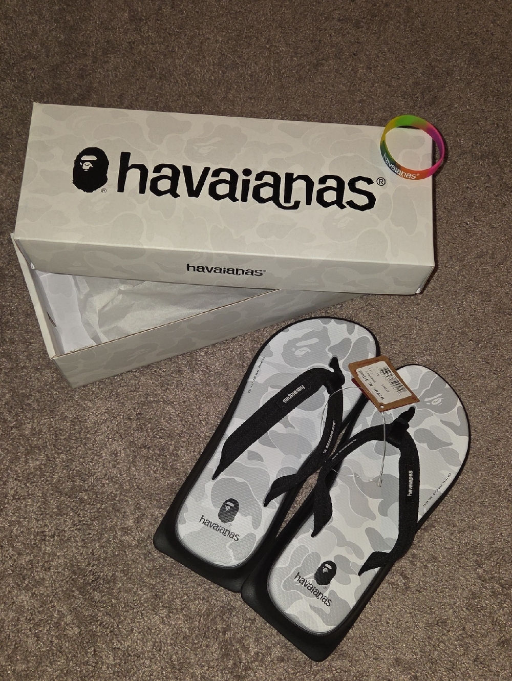 New Havaianas Gray Camo Flip Flops A Bathing Ape Havaianas Tradi ZoriWhite Camo